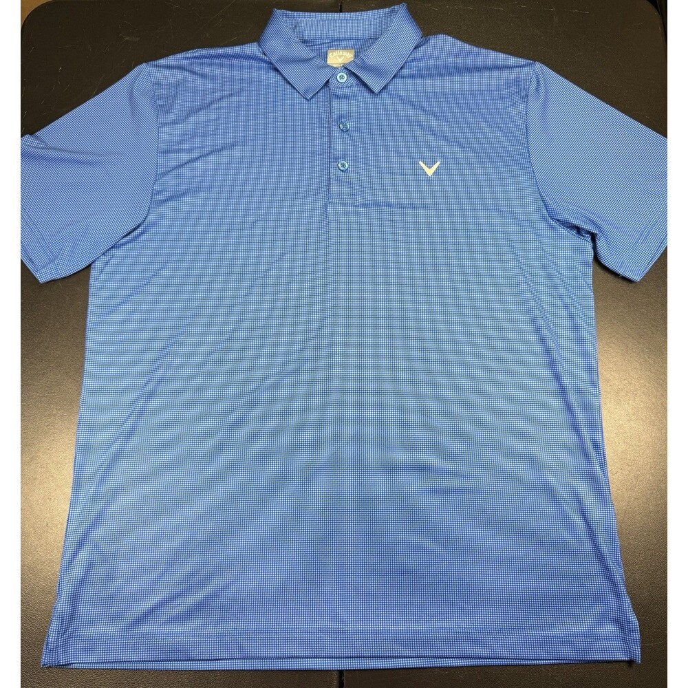 Callaway Golf Shirt Mens Large Golf Polo Stretch Opti Dri Blue Geometric Shirt